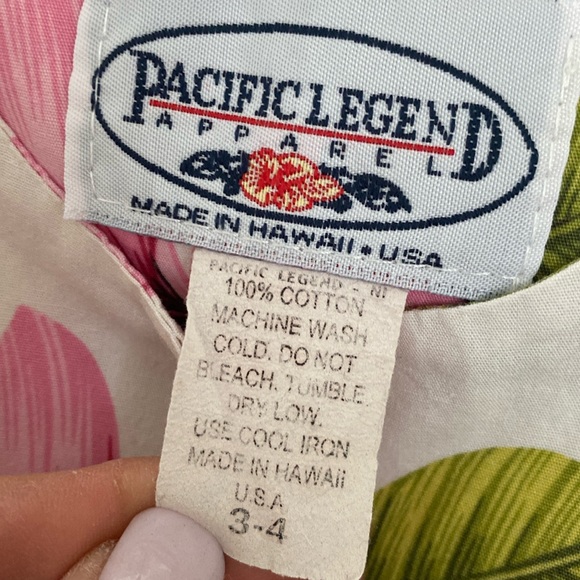 Pacific Legend Girls Hawaiian Pink Floral Sundress. Size 3-4. Made in Hawaii USA - Picture 4 of 11